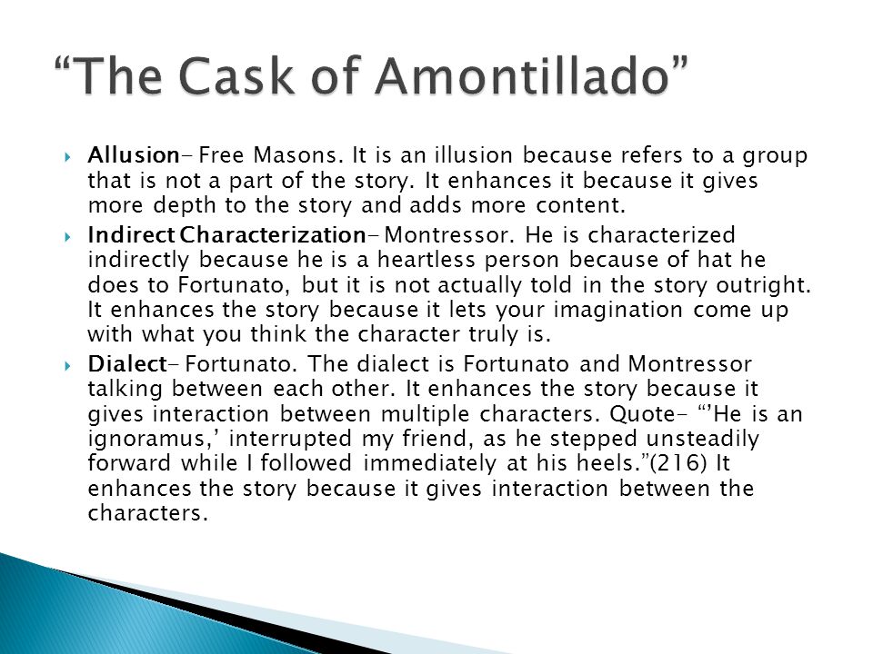The cask of amontillado direct characterization